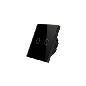 کلید دو پل هوشمند لمسی TUYA مشکی با قابلیت کنترل از طریق WiFi و RF433MHz