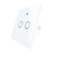 کلید دو پل هوشمند لمسی TUYA سفید با قابلیت کنترل از طریق WiFi و RF433MHz