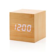 ساعت دیجیتال زنگ دار WOODEN CLOCK چوبی مکعبی بدنه کرمی