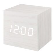 ساعت دیجیتال زنگ دار WOODEN CLOCK چوبی مکعبی بدنه سفید