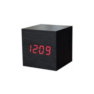 ساعت دیجیتال زنگ دار WOODEN CLOCK چوبی مکعبی بدنه مشکی